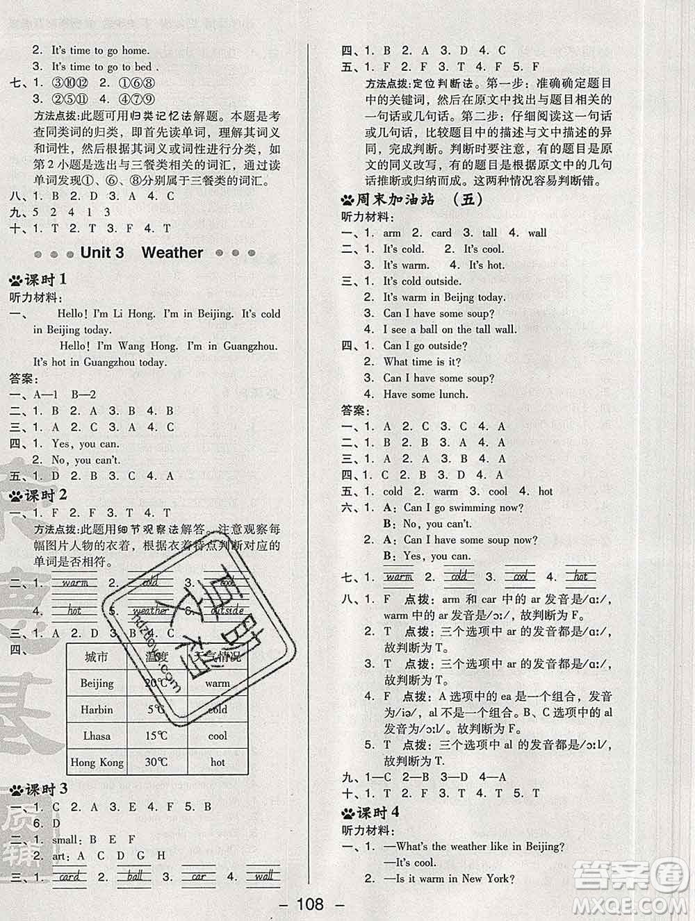 2020綜合應用創(chuàng)新題典中點四年級英語下冊人教版答案