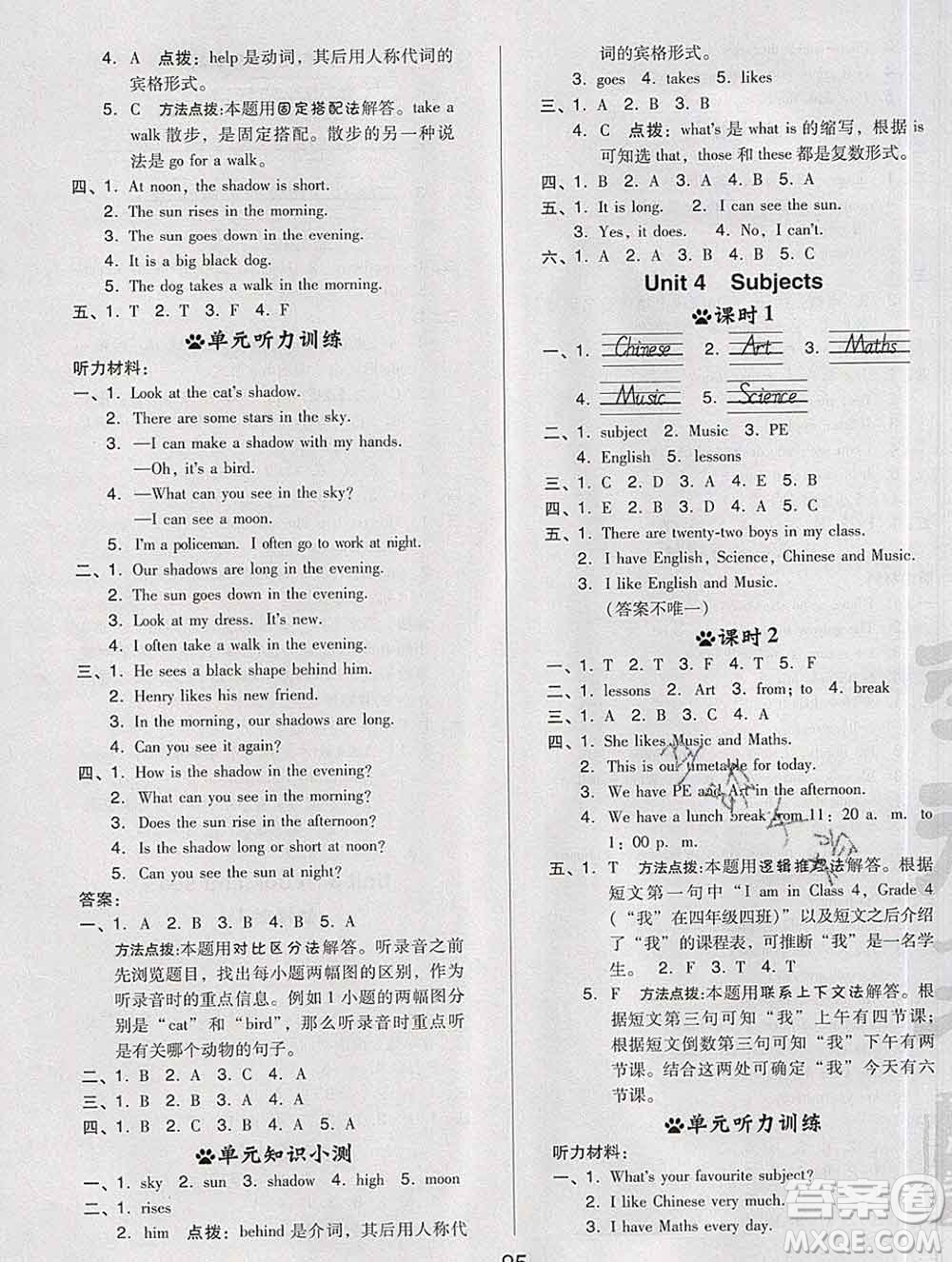 2020綜合應(yīng)用創(chuàng)新題典中點四年級英語下冊滬教牛津版答案
