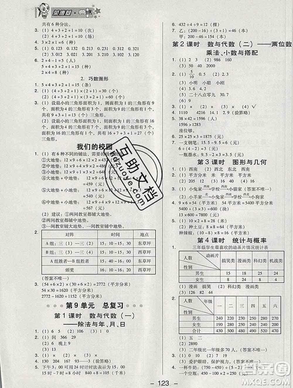 2020綜合應用創(chuàng)新題典中點三年級數學下冊人教版答案