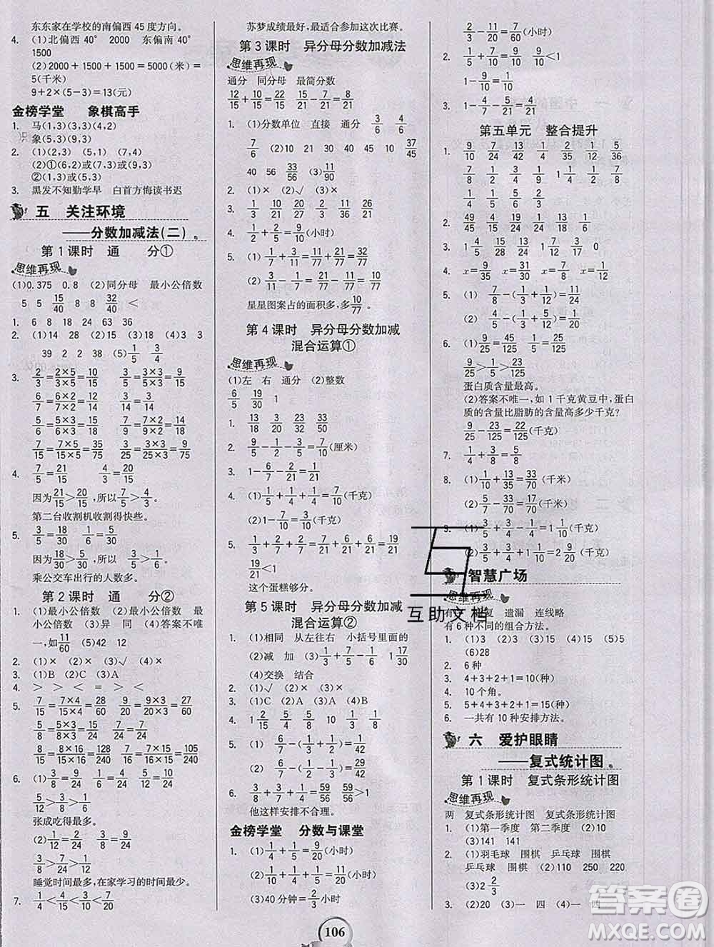 延邊大學出版社2020新版世紀金榜金榜小博士五年級數(shù)學下冊青島版答案