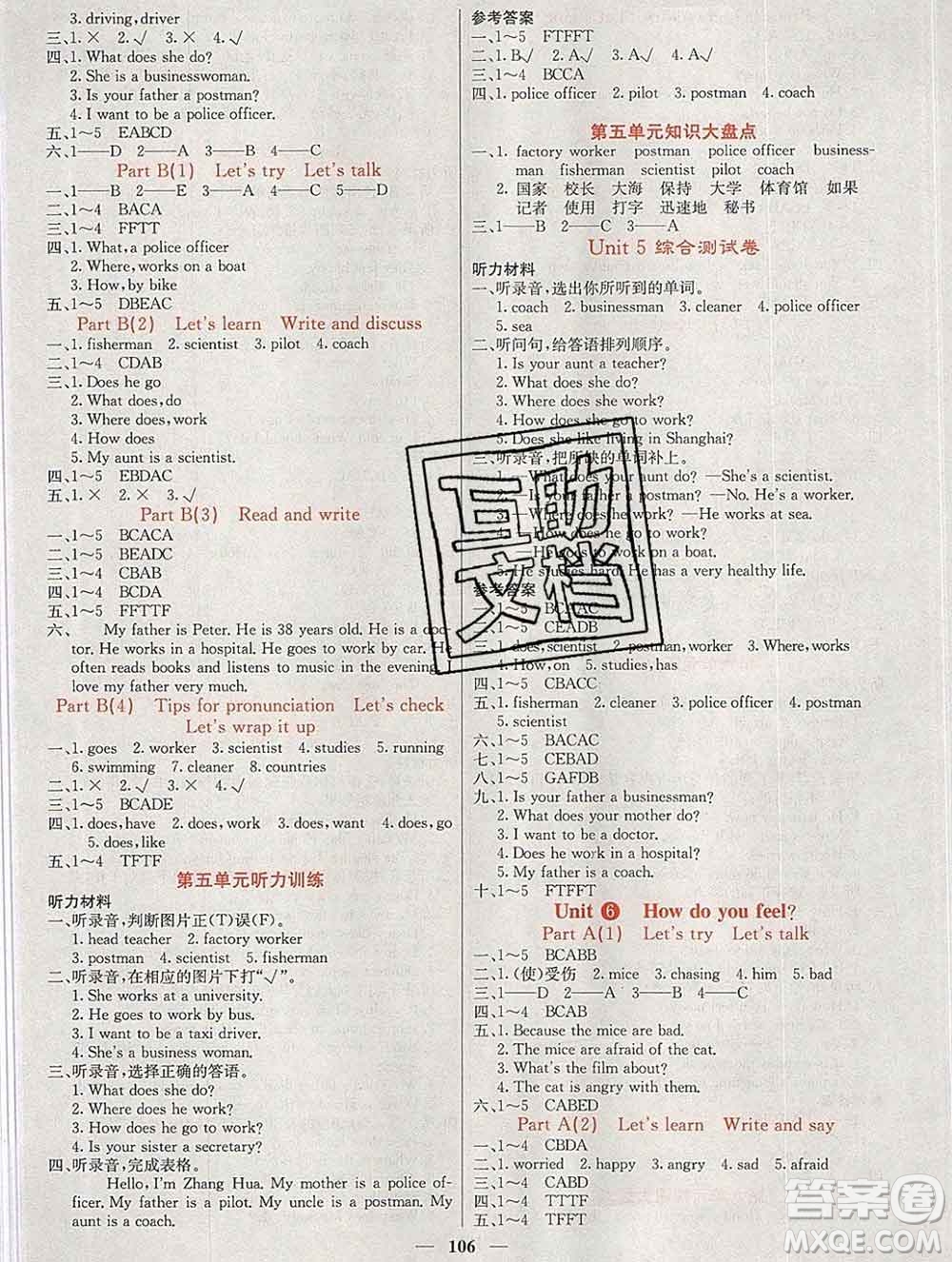 沈陽出版社2019年秋課堂點(diǎn)睛六年級(jí)英語上冊(cè)人教版參考答案