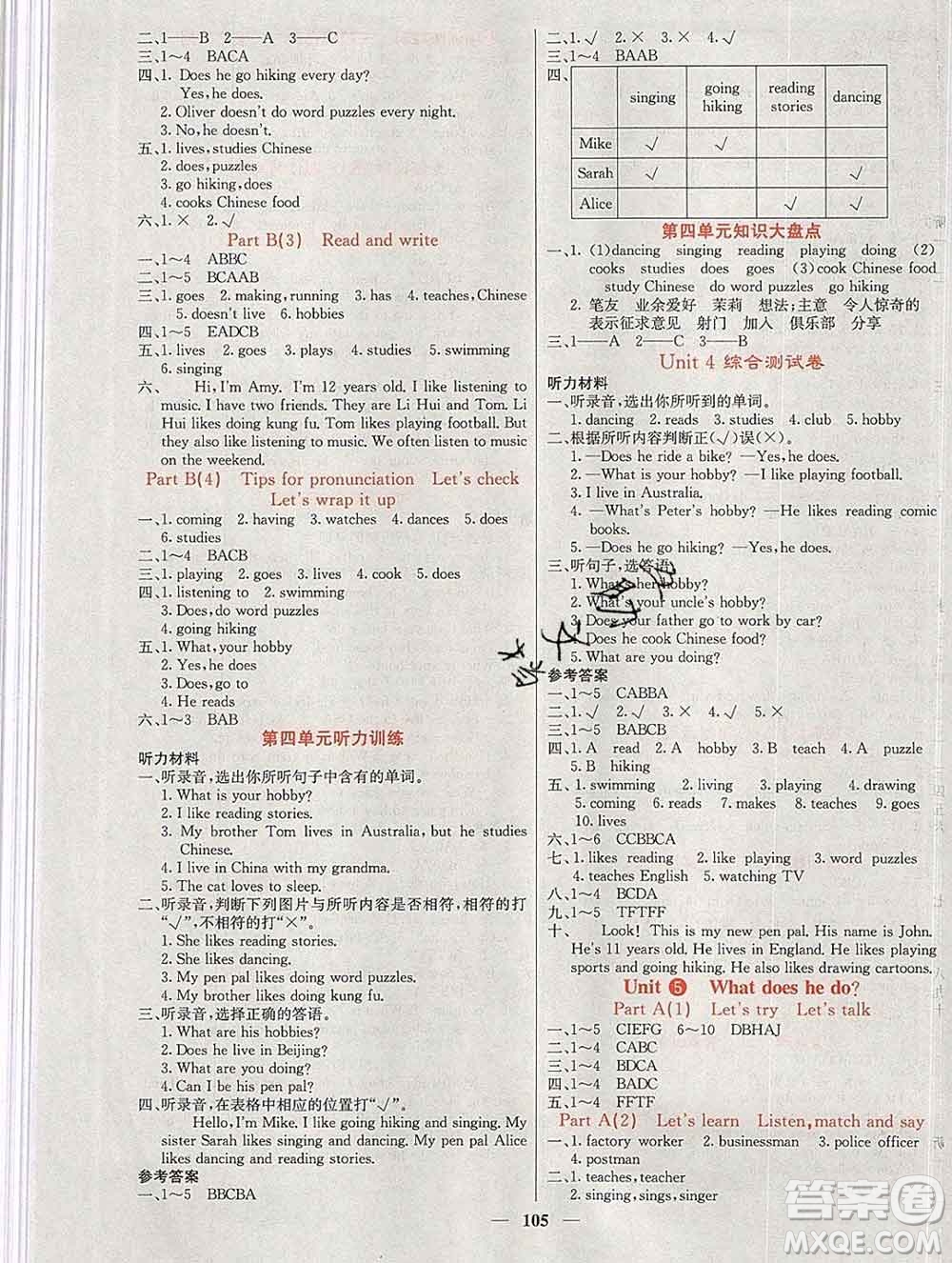 沈陽出版社2019年秋課堂點(diǎn)睛六年級(jí)英語上冊(cè)人教版參考答案