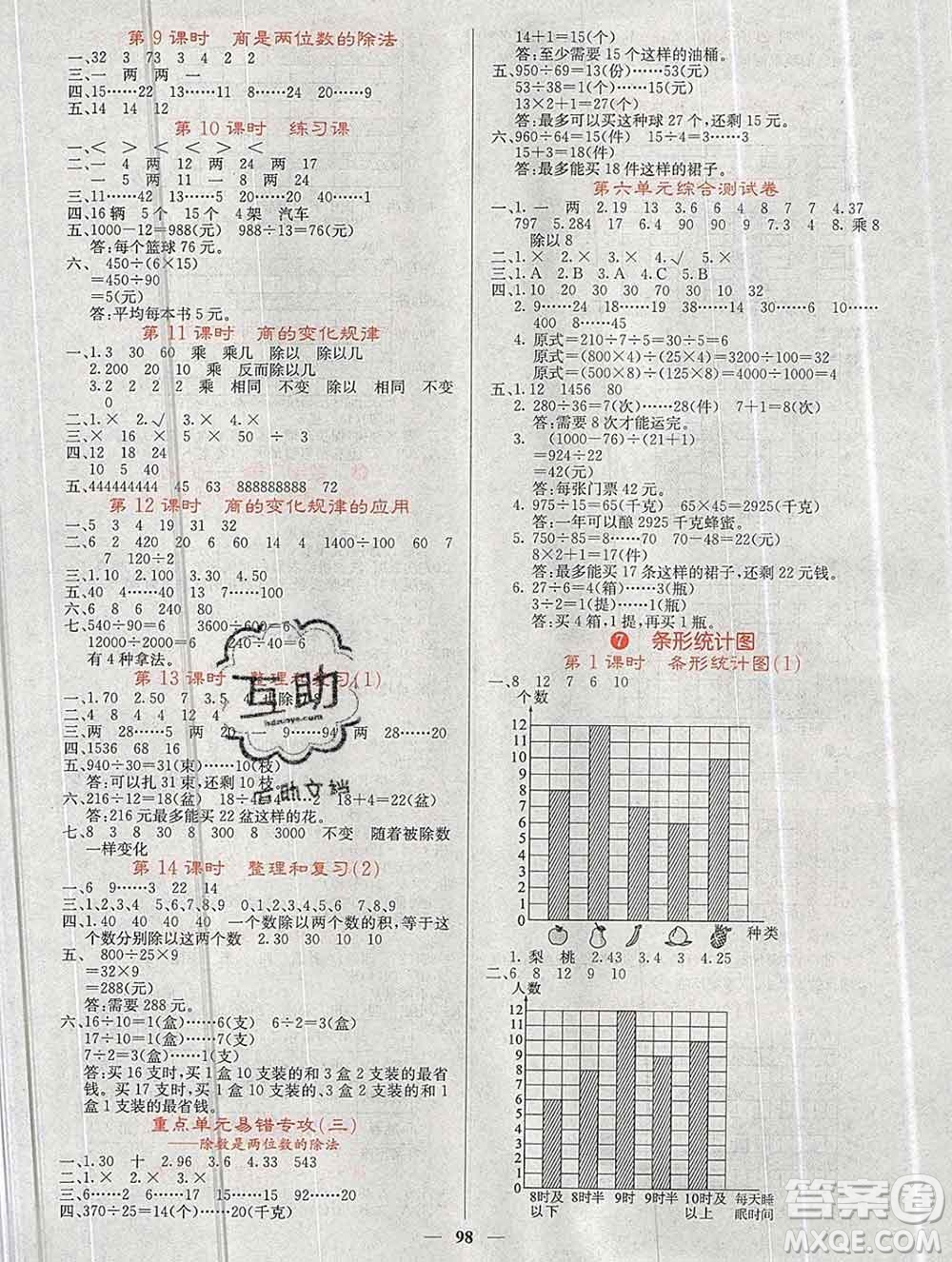 沈陽(yáng)出版社2019年秋課堂點(diǎn)睛四年級(jí)數(shù)學(xué)上冊(cè)人教版參考答案