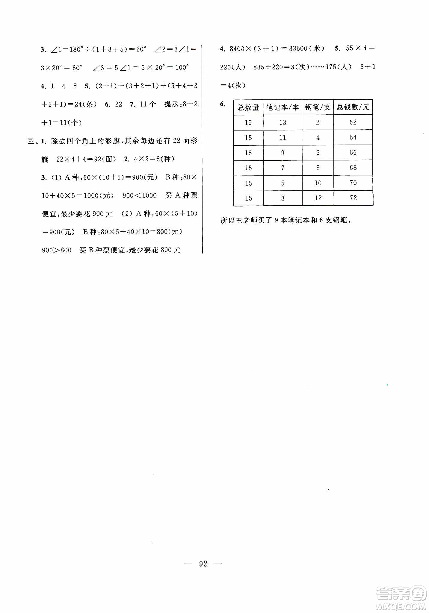 超能學(xué)典2019秋單元期中期末專(zhuān)題沖刺100分四年級(jí)數(shù)學(xué)上冊(cè)江蘇版答案