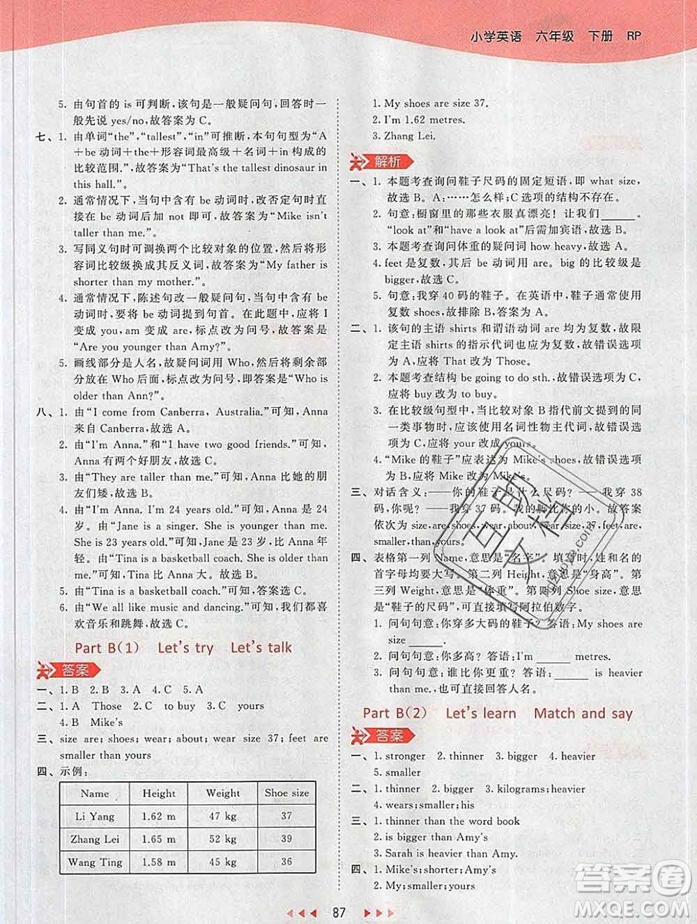 2020年春小兒郎53天天練六年級(jí)英語下冊人教版參考答案