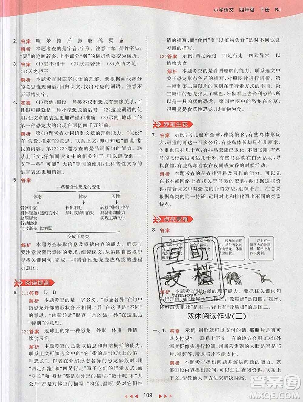 2020年春小兒郎53天天練四年級語文下冊人教版參考答案