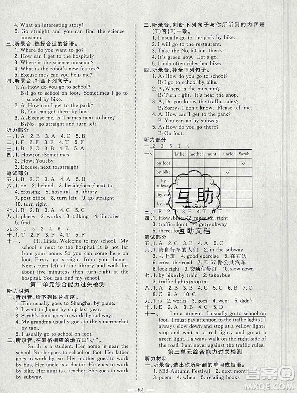 浙江大學(xué)出版社2019課時(shí)特訓(xùn)優(yōu)化作業(yè)本六年級(jí)英語上冊(cè)人教版答案