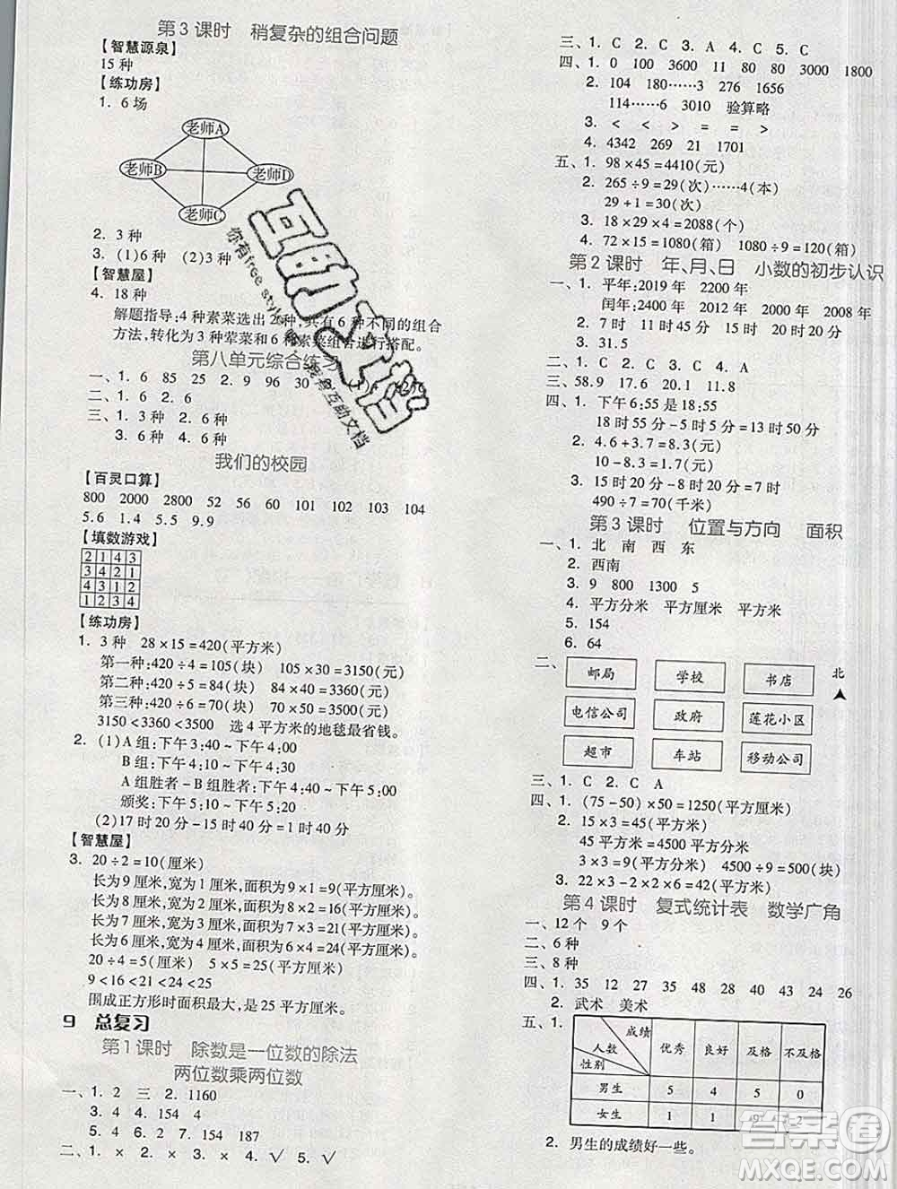 開明出版社2020春全品學練考三年級數(shù)學下冊人教版答案