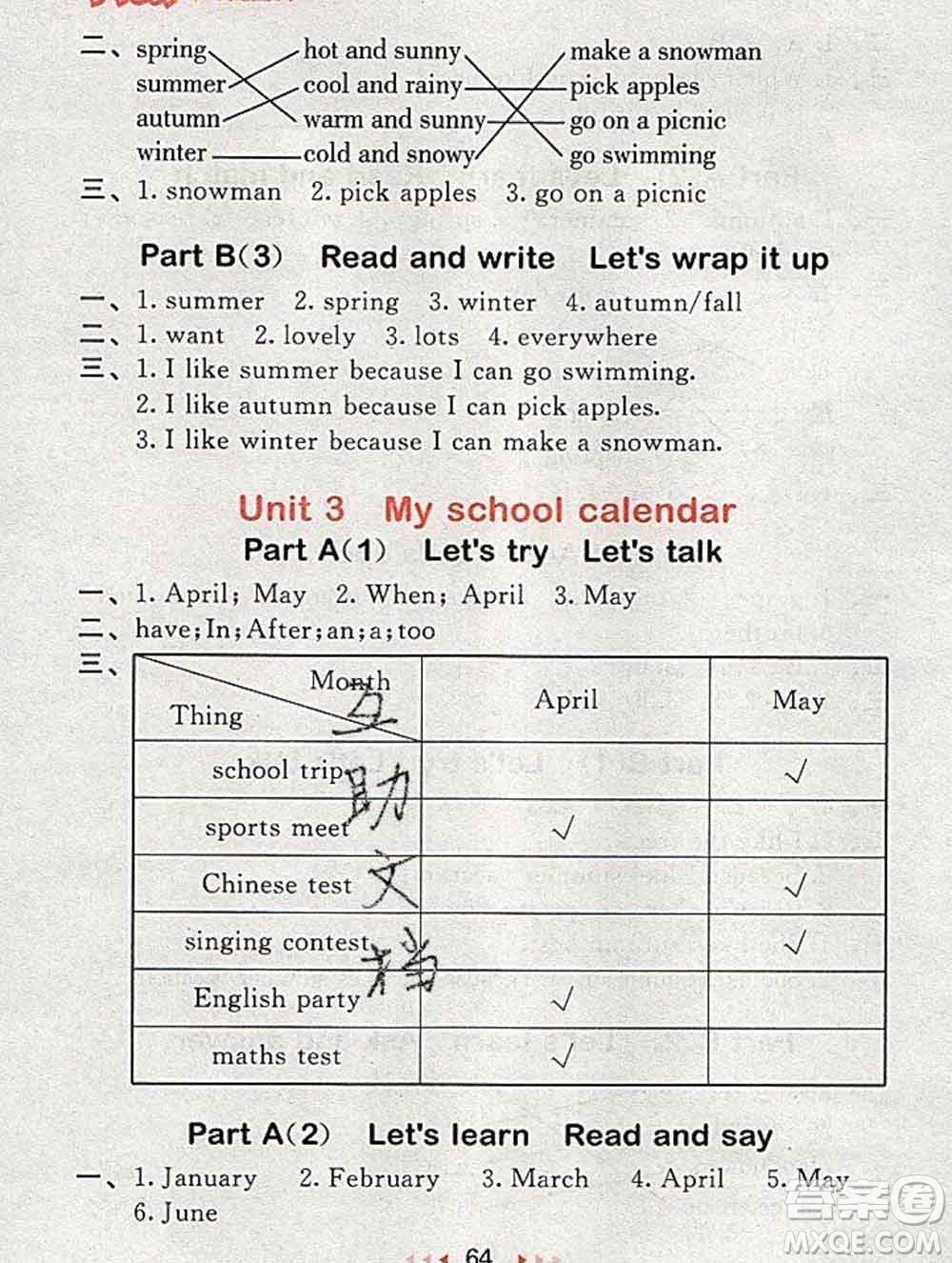 曲一線小兒郎系列2020春53隨堂測小學(xué)英語五年級下冊人教版答案