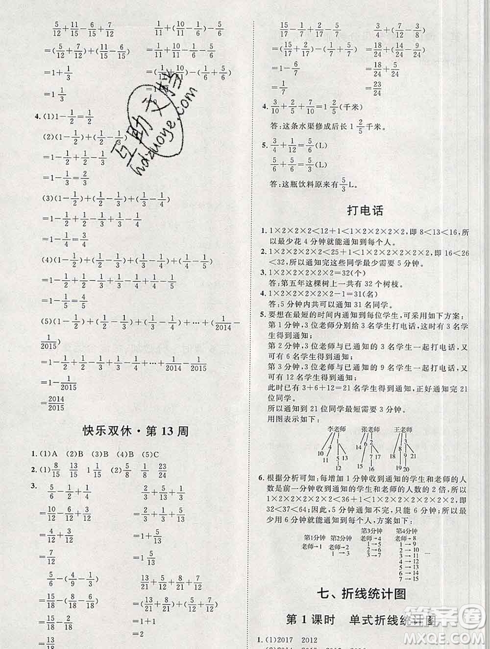 中國(guó)原子能出版社2020春季陽(yáng)光計(jì)劃第一步五年級(jí)數(shù)學(xué)下冊(cè)人教版答案
