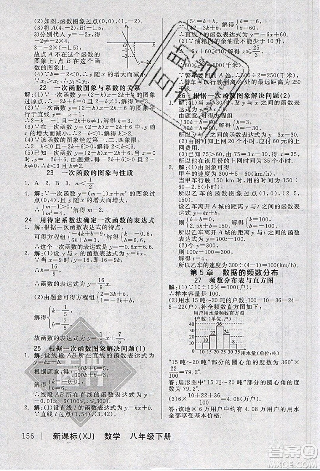 陽光出版社2020年全品作業(yè)本數(shù)學(xué)八年級(jí)下冊(cè)新課標(biāo)XJ湘教版參考答案