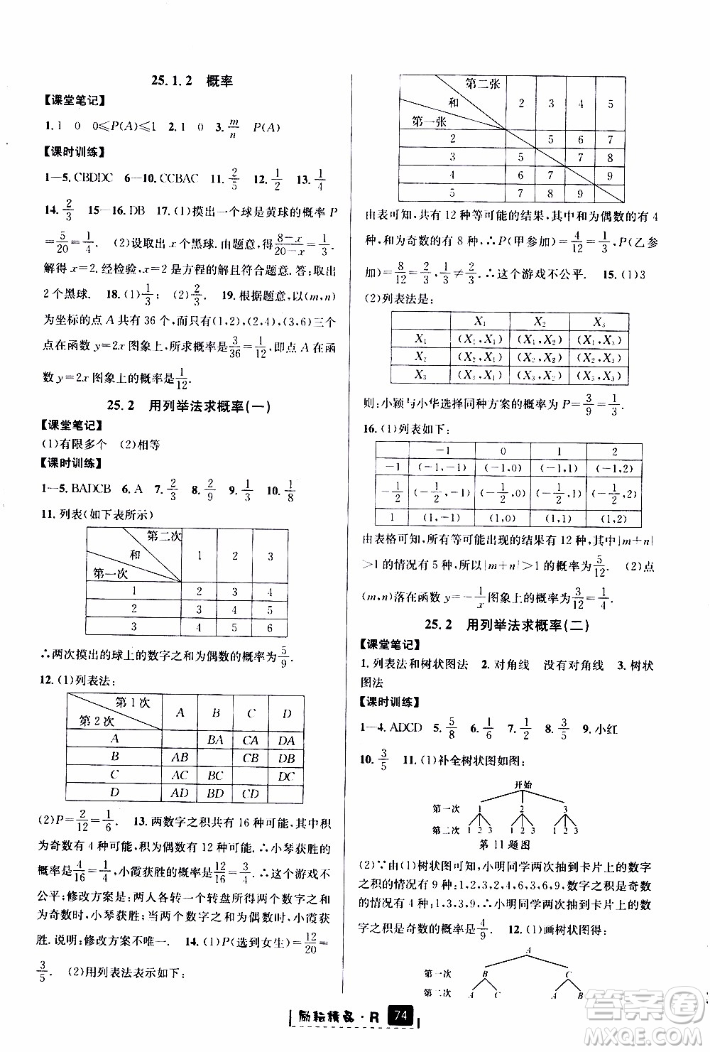 勵(lì)耘書業(yè)2019年勵(lì)耘新同步數(shù)學(xué)九年級(jí)全一冊(cè)人教版參考答案