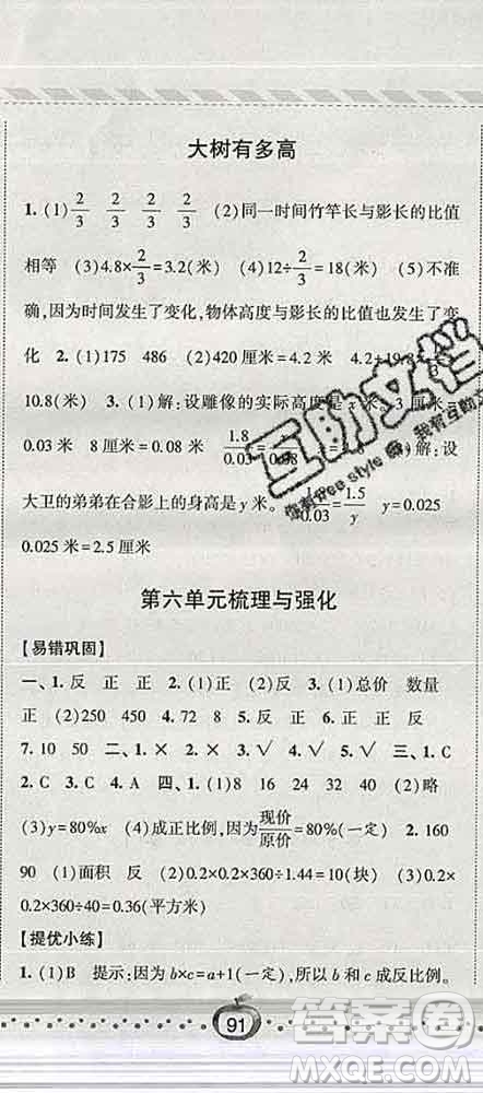 寧夏人民教育出版社2020春經(jīng)綸學(xué)典課時作業(yè)六年級數(shù)學(xué)下冊江蘇版答案