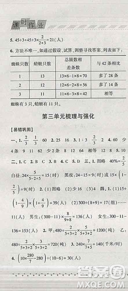 寧夏人民教育出版社2020春經(jīng)綸學(xué)典課時作業(yè)六年級數(shù)學(xué)下冊江蘇版答案