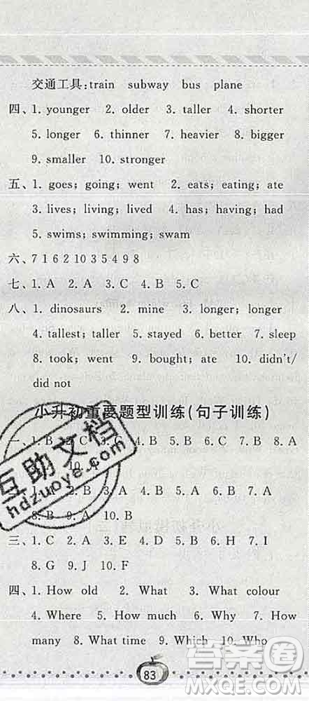 寧夏人民教育出版社2020春經(jīng)綸學(xué)典課時(shí)作業(yè)六年級英語下冊人教版答案