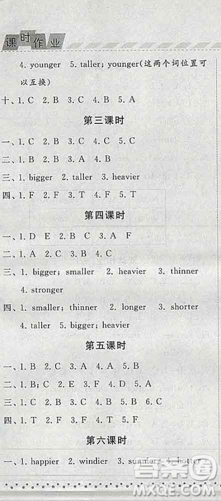 寧夏人民教育出版社2020春經(jīng)綸學(xué)典課時(shí)作業(yè)六年級英語下冊人教版答案