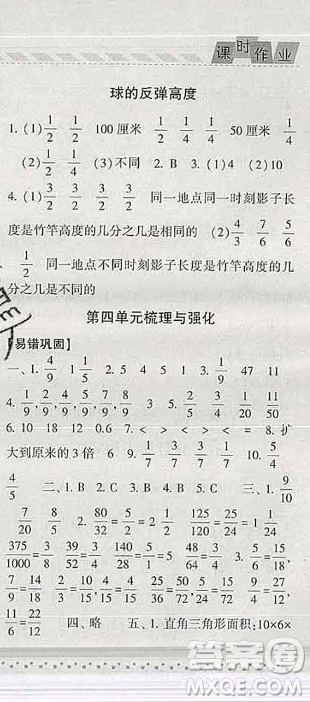 寧夏人民教育出版社2020春經(jīng)綸學(xué)典課時作業(yè)五年級數(shù)學(xué)下冊江蘇版答案
