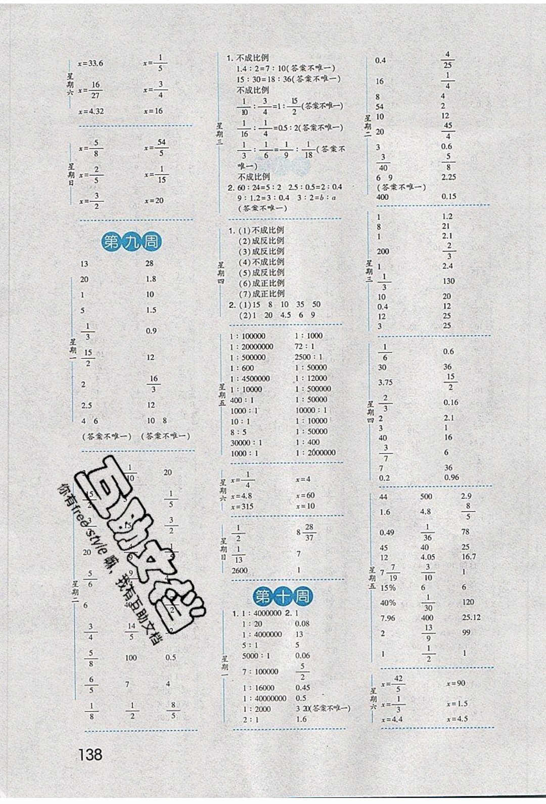 經(jīng)綸學(xué)典2020年口算達(dá)人六年級下冊數(shù)學(xué)青島版參考答案
