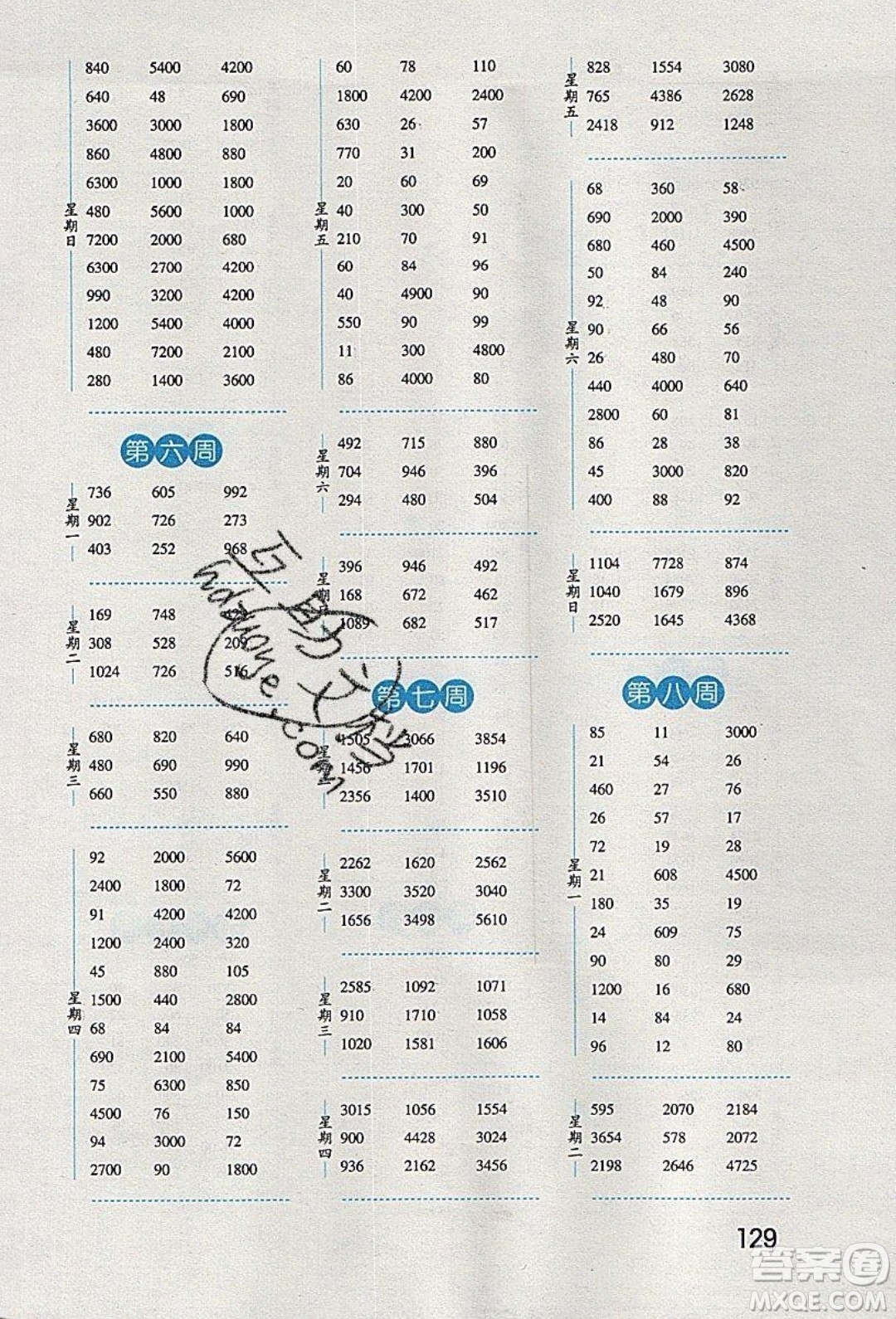 經(jīng)綸學(xué)典2020年口算達(dá)人三年級(jí)下冊(cè)數(shù)學(xué)青島版參考答案