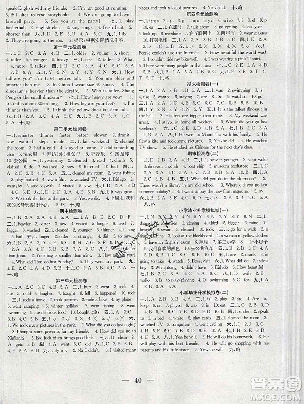 合肥工業(yè)大學(xué)出版社2020春贏在課堂六年級(jí)英語下冊(cè)人教版答案