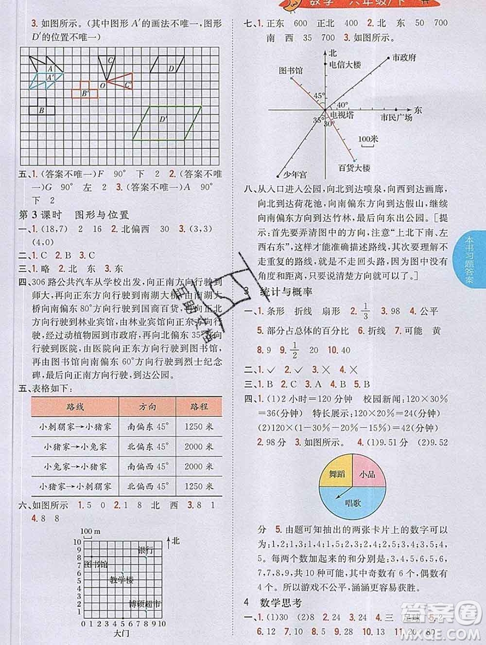 吉林人民出版社2020春小學(xué)教材完全解讀六年級數(shù)學(xué)下冊人教版答案