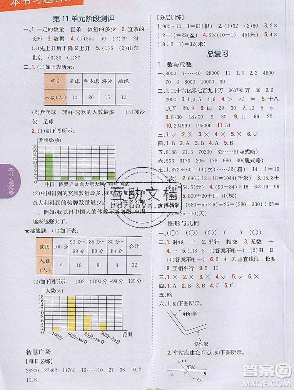 吉林人民出版社2020春小學(xué)教材完全解讀三年級數(shù)學(xué)下冊青島版五四制答案