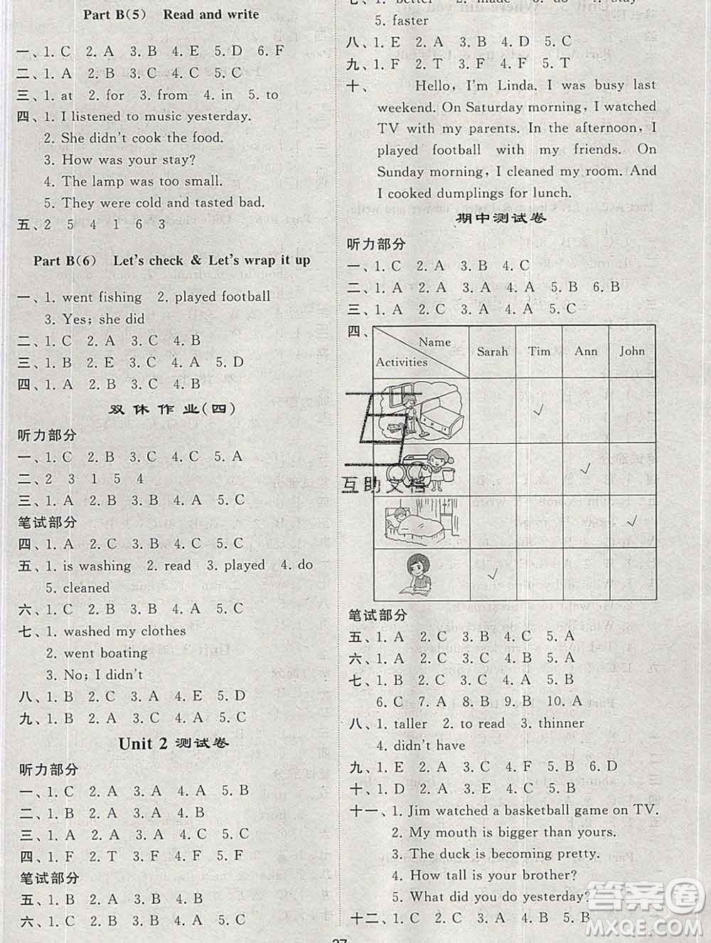 經(jīng)綸學(xué)典2020春棒棒堂同步練習(xí)加單元測(cè)評(píng)六年級(jí)英語下冊(cè)人教版答案