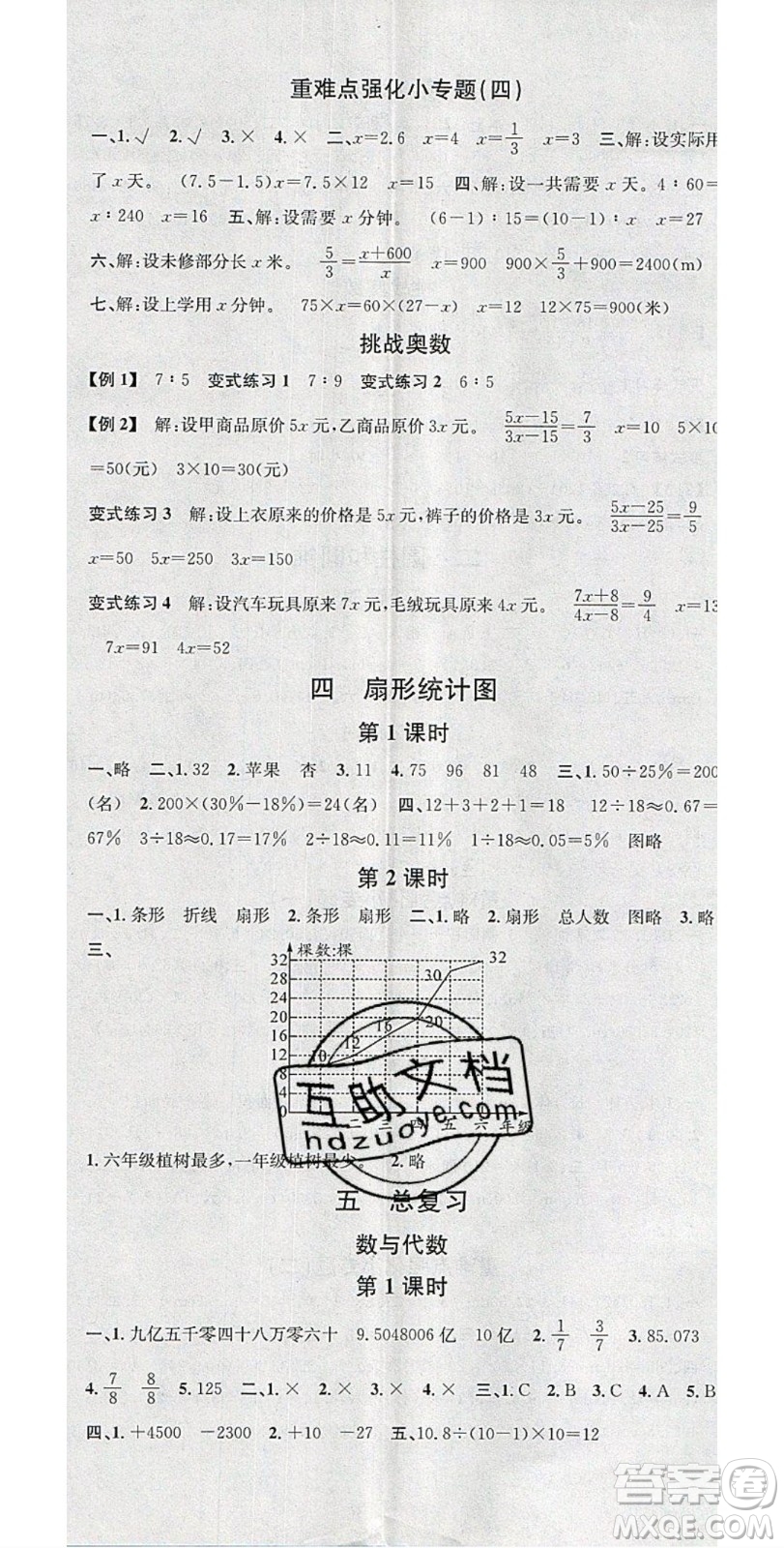 廣東經(jīng)濟(jì)出版社2020年春名校課堂六年級數(shù)學(xué)下冊西師大版答案