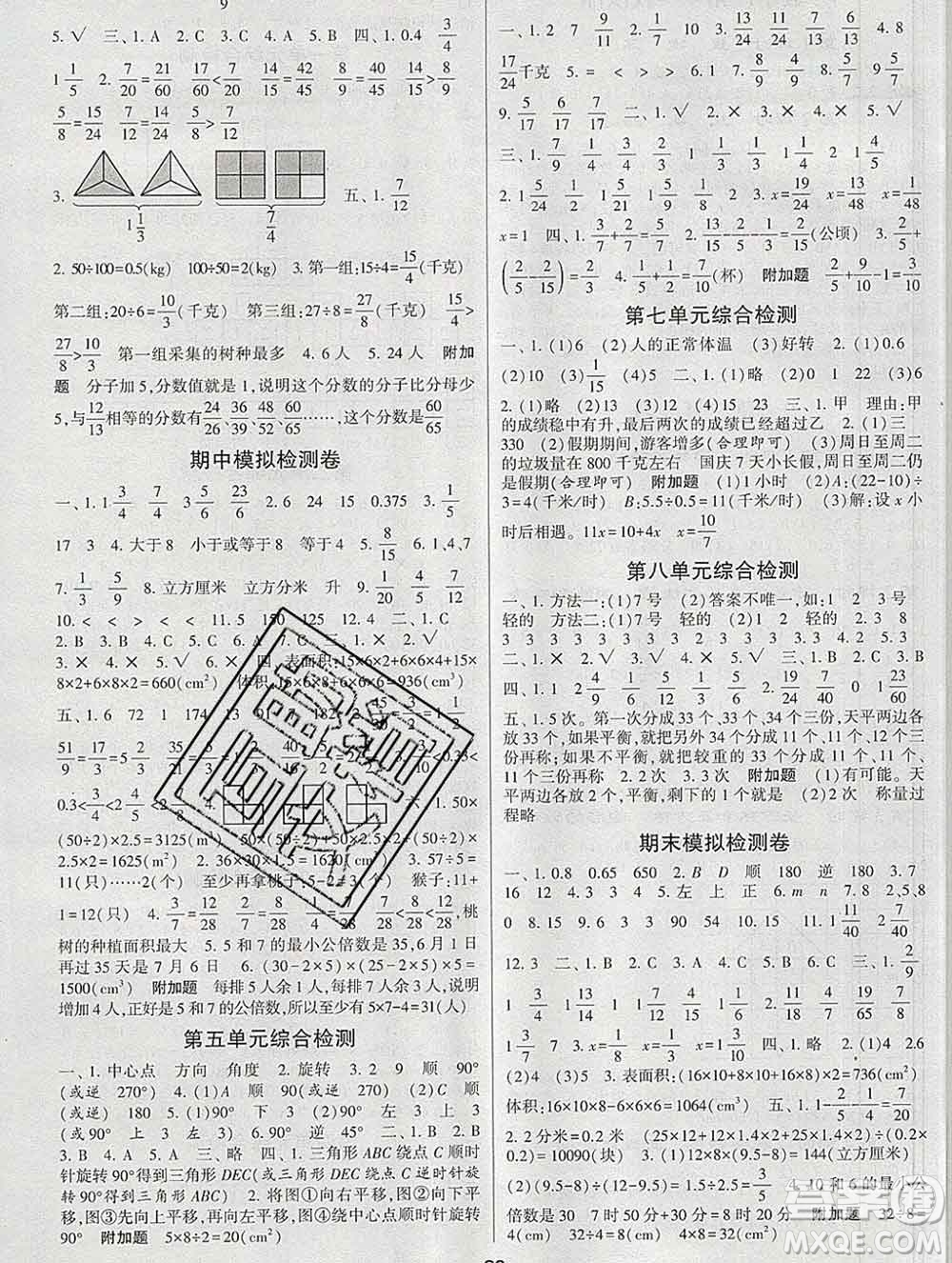 經(jīng)綸學典2020春棒棒堂同步練習加單元測評五年級數(shù)學下冊人教版答案