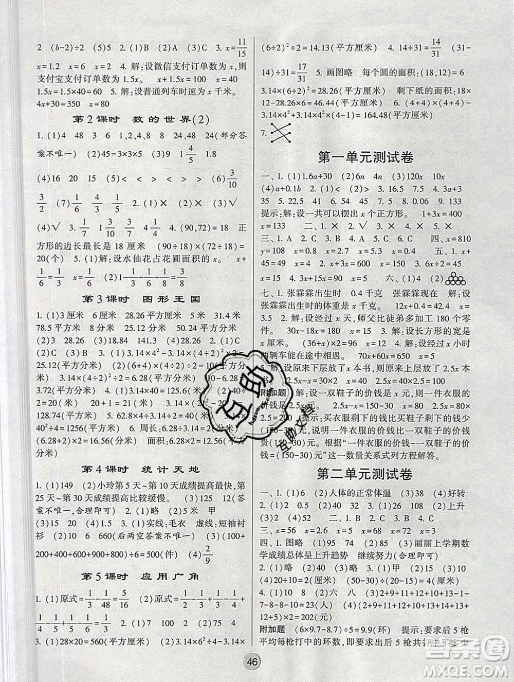 經(jīng)綸學典2020春棒棒堂同步練習加單元測評五年級數(shù)學下冊江蘇版答案