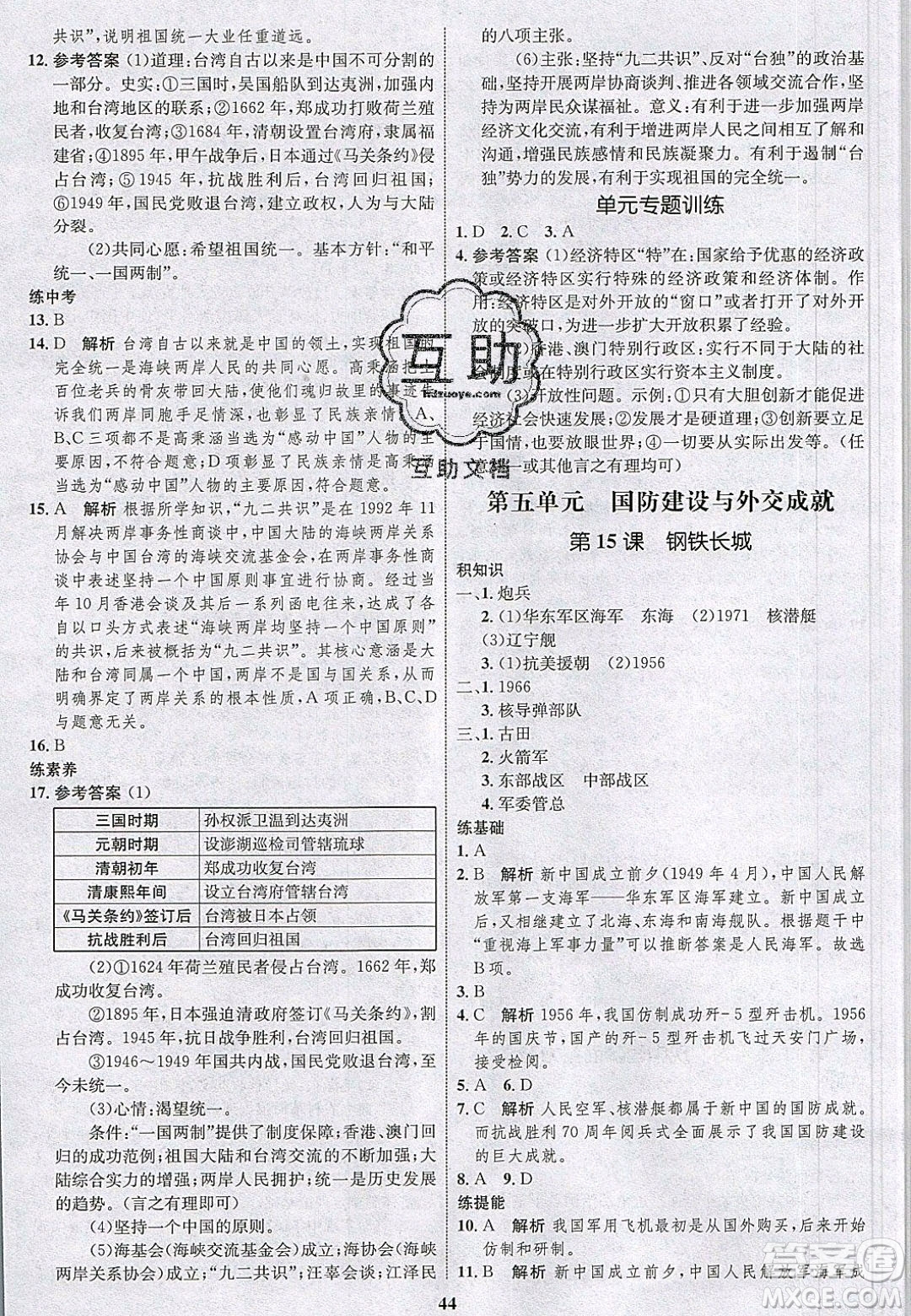 志鴻優(yōu)化系列叢書2020初中同步學(xué)考優(yōu)化設(shè)計八年級歷史下冊人教版答案