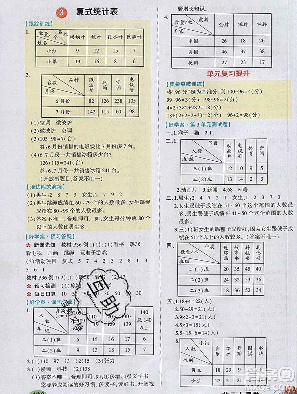 2020春黃岡狀元成才路狀元大課堂三年級數(shù)學(xué)下冊人教版答案