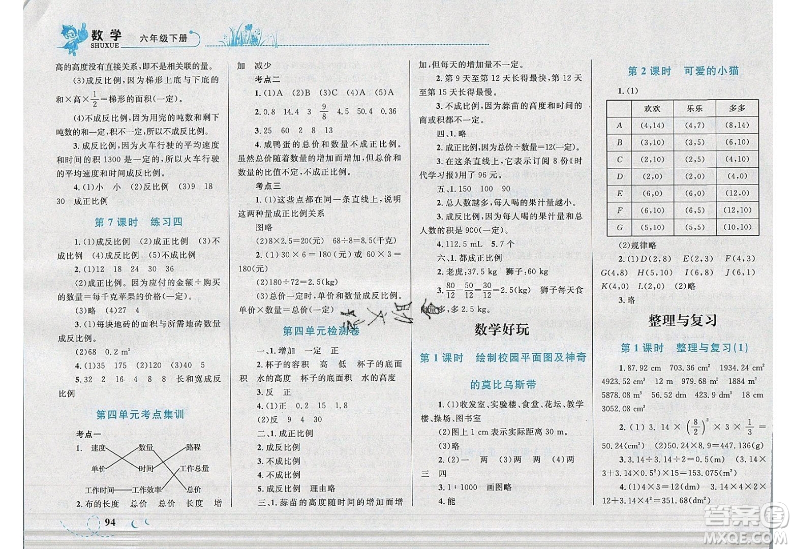 2020春小學(xué)學(xué)考優(yōu)化設(shè)計小超人作業(yè)本數(shù)學(xué)六年級下冊北師大版答案