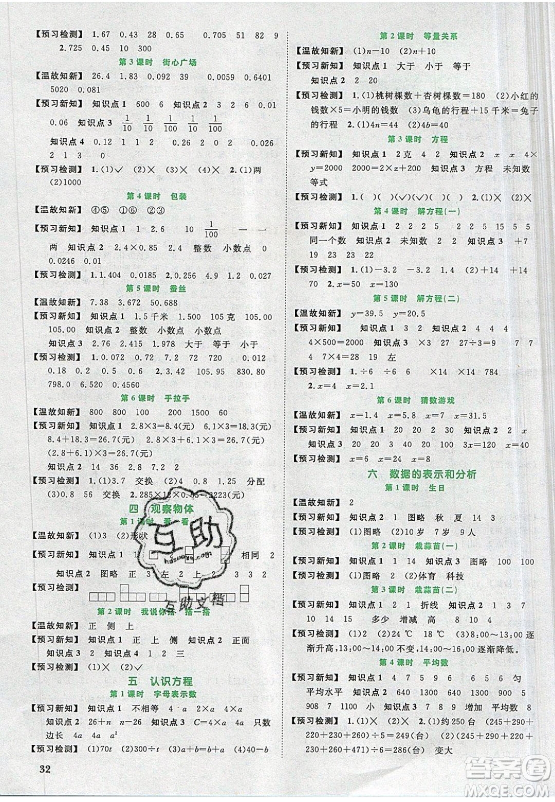宇軒圖書2020春陽光同學課時優(yōu)化作業(yè)數(shù)學四年級下冊北師大版深圳專版答案