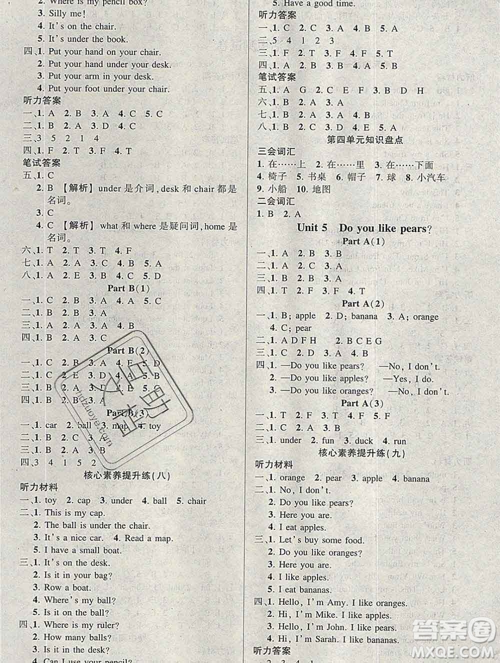 長(zhǎng)江出版社2020春黃岡狀元成才路狀元作業(yè)本三年級(jí)英語(yǔ)下冊(cè)人教版答案