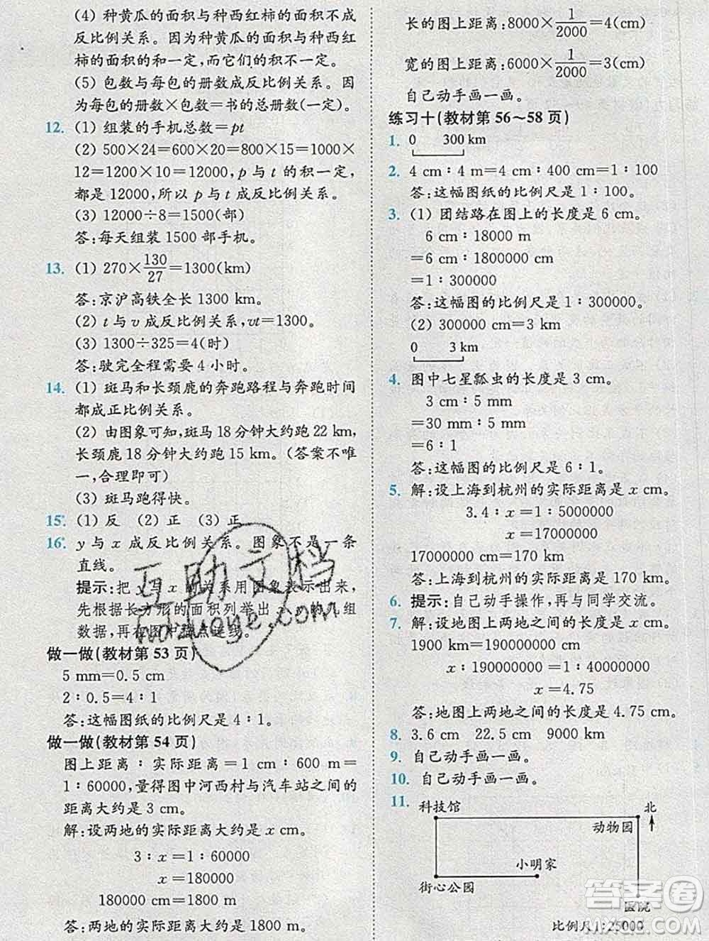 2020春全易通小學(xué)數(shù)學(xué)六年級(jí)下冊(cè)人教版河北專版答案
