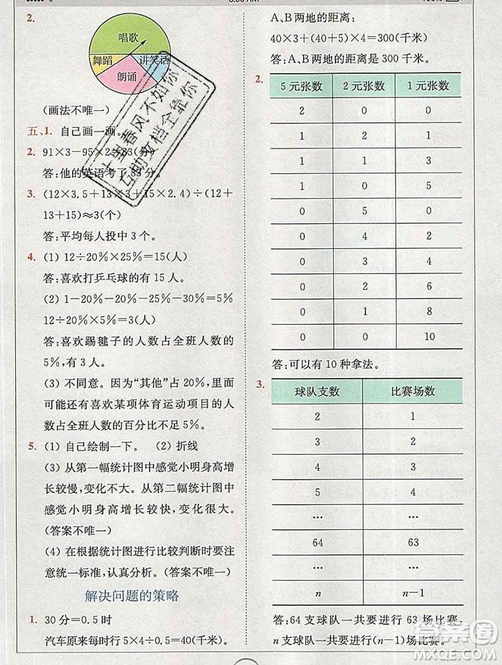2020春全易通小學(xué)數(shù)學(xué)六年級下冊北師版答案