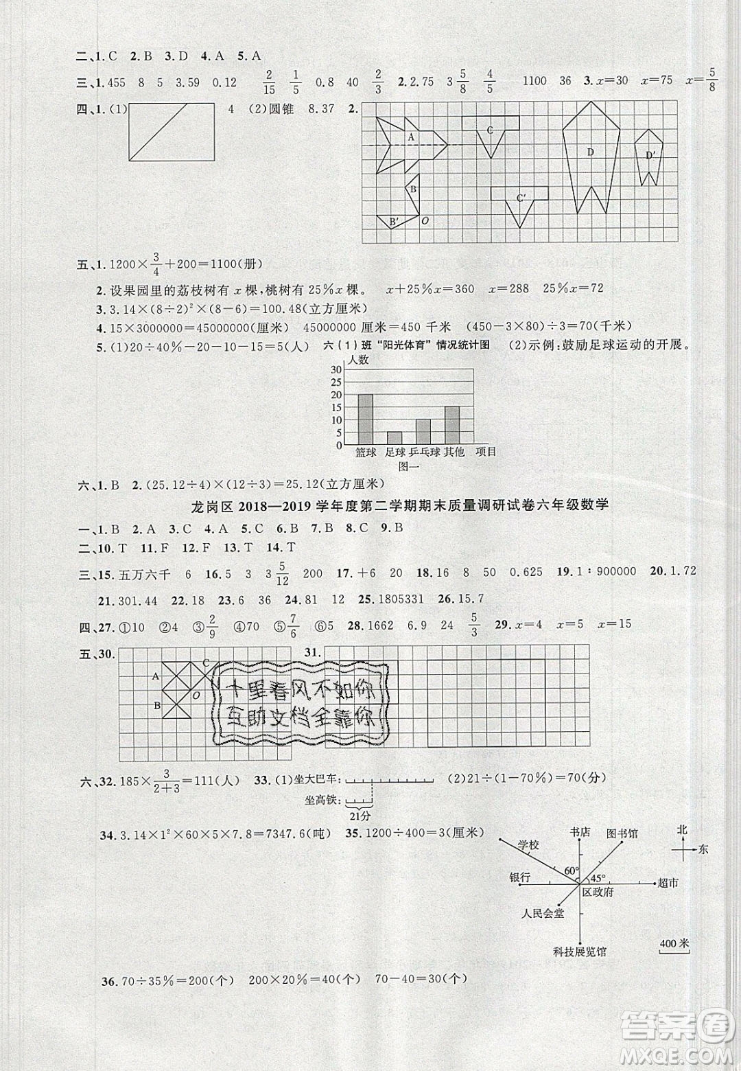 宇軒圖書(shū)2020春陽(yáng)光同學(xué)課時(shí)優(yōu)化作業(yè)數(shù)學(xué)六年級(jí)下冊(cè)北師大版深圳專(zhuān)版答案