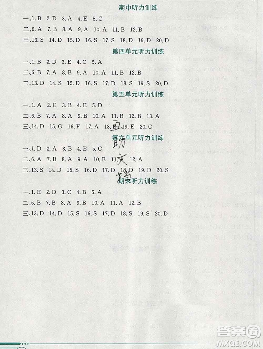 陜西人民教育出版社2020春小學(xué)教材全解五年級(jí)英語下冊(cè)人教版一起答案