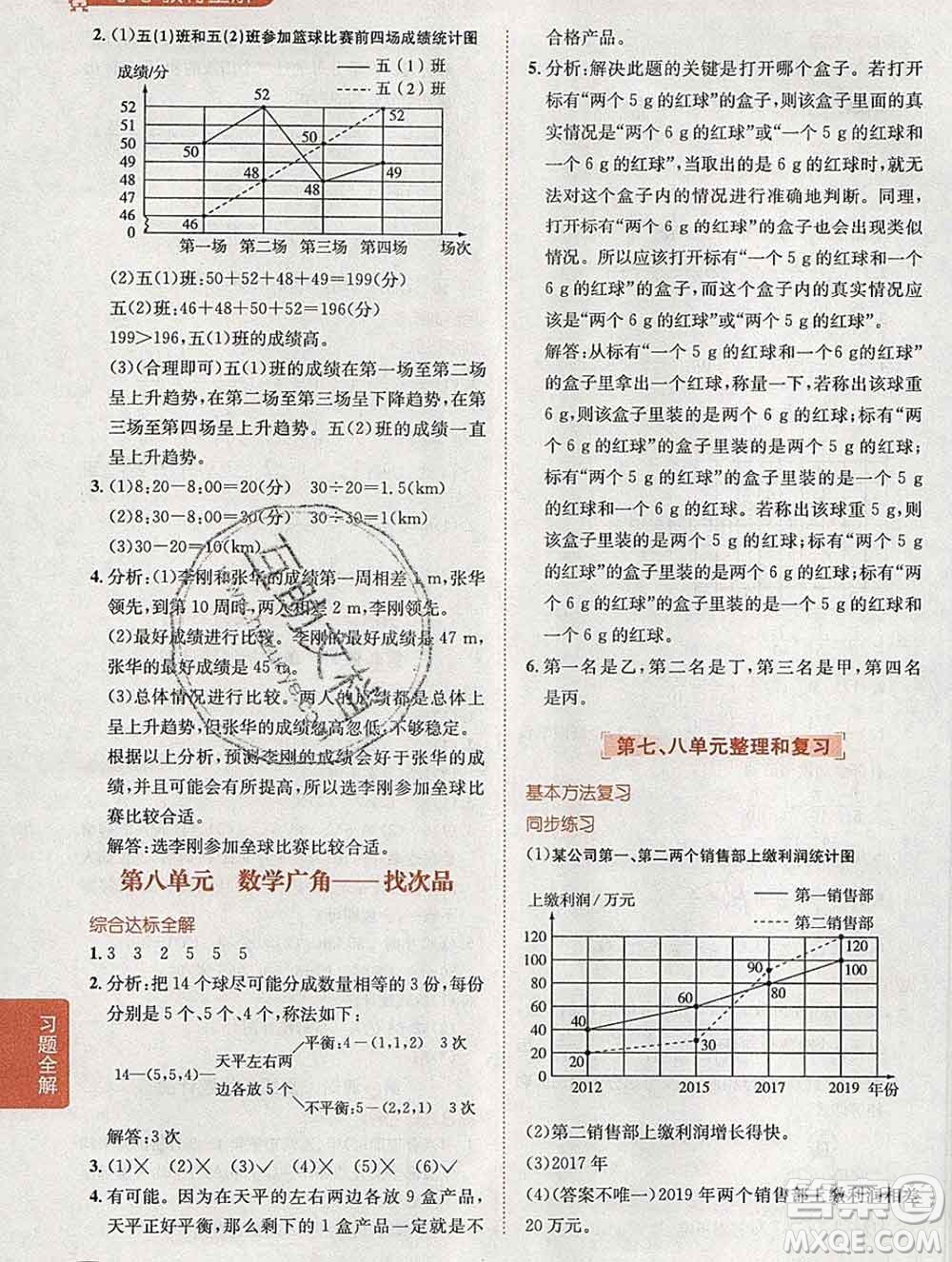 陜西人民教育出版社2020春小學(xué)教材全解五年級數(shù)學(xué)下冊人教版答案