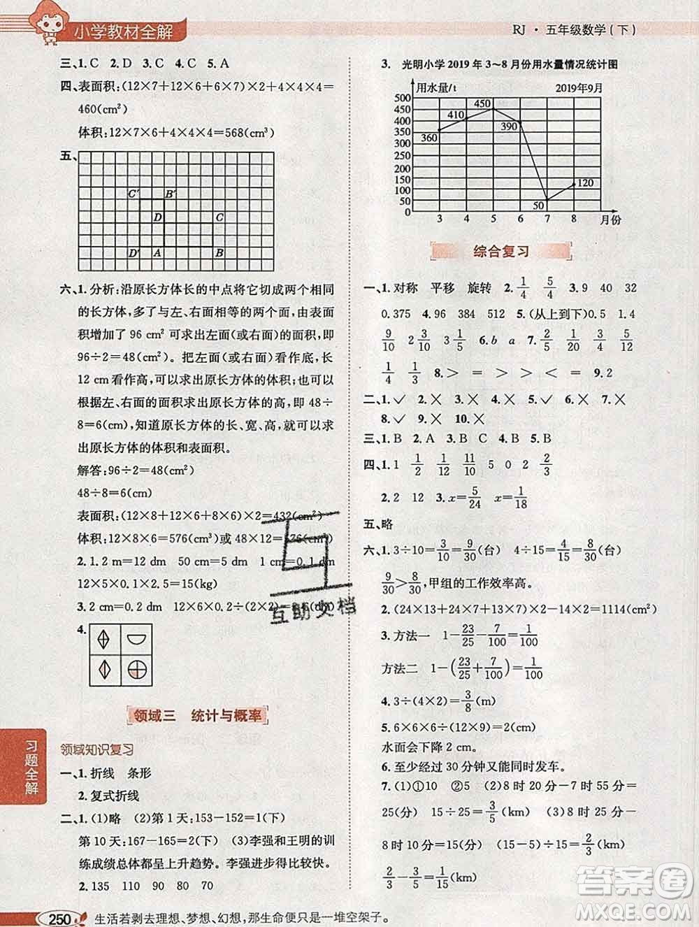 2020春小學教材全解五年級數(shù)學下冊人教版廣東專用答案