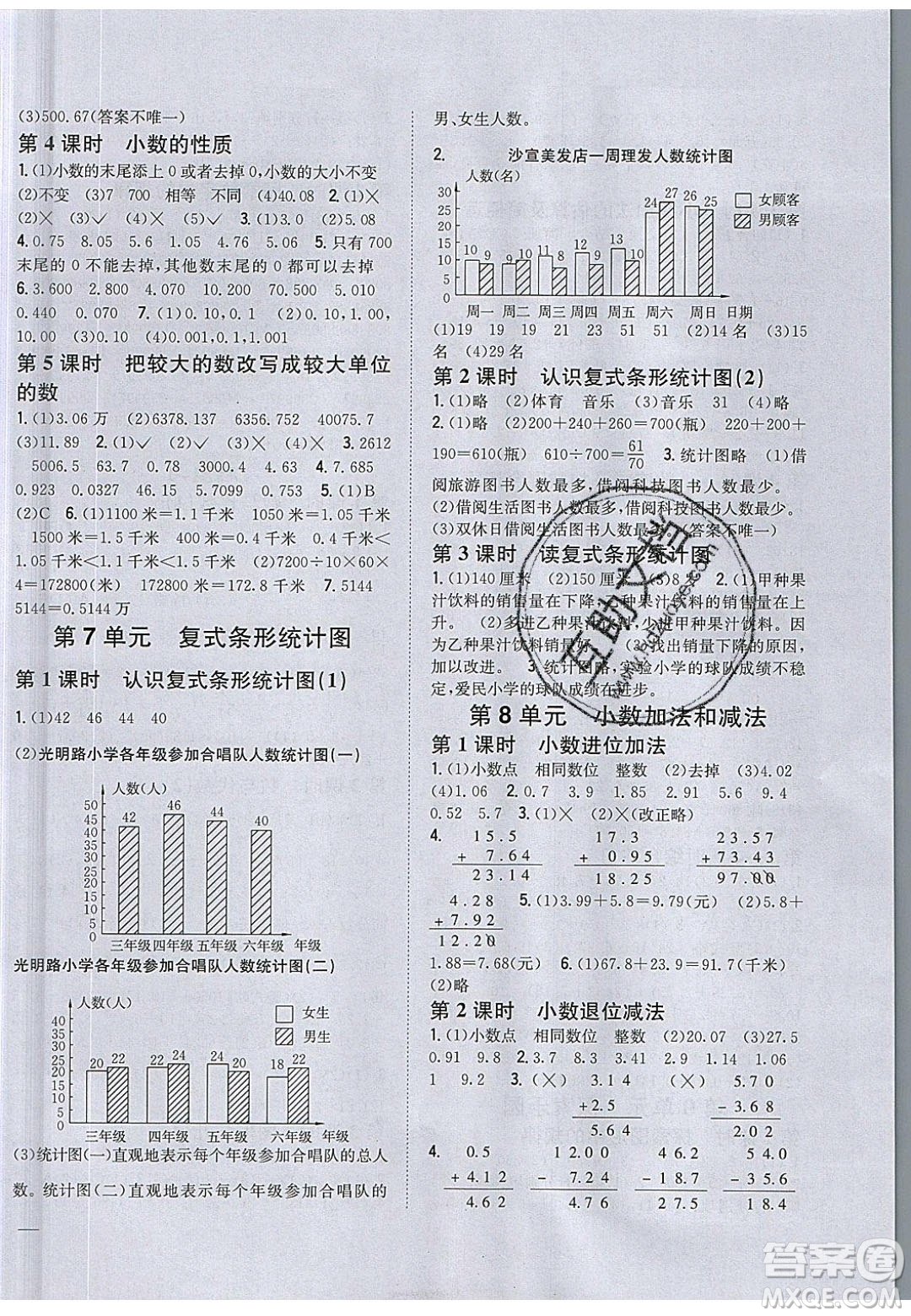 吉林人民出版社2020全科王同步課時練習(xí)四年級數(shù)學(xué)下冊冀教版答案
