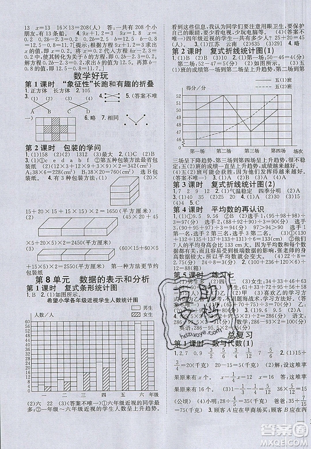 2020年春全科王同步課時(shí)練習(xí)五年級(jí)數(shù)學(xué)下冊北師大版答案