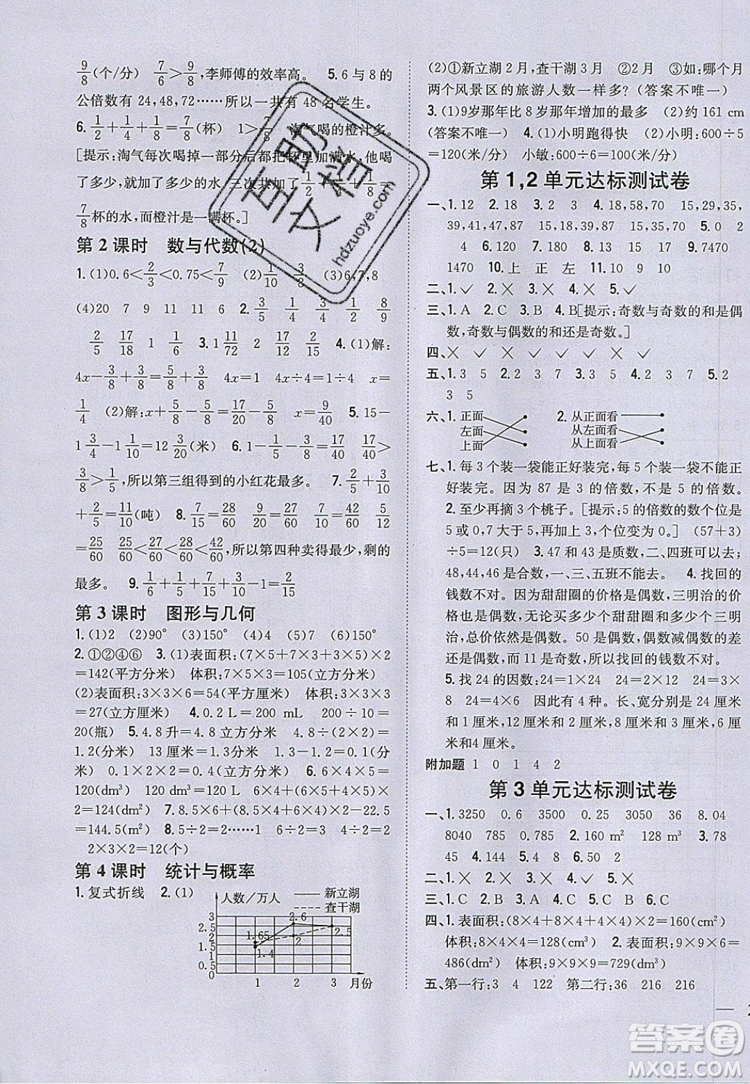 吉林人民出版社2020全科王同步課時(shí)練習(xí)五年級(jí)數(shù)學(xué)下冊(cè)人教版答案