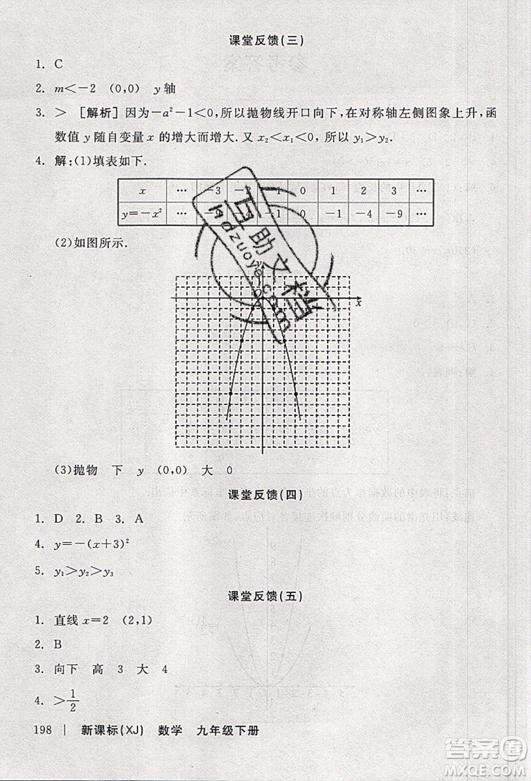 陽光出版社2020年全品學(xué)練考數(shù)學(xué)九年級下冊新課標(biāo)XJ湘教版答案