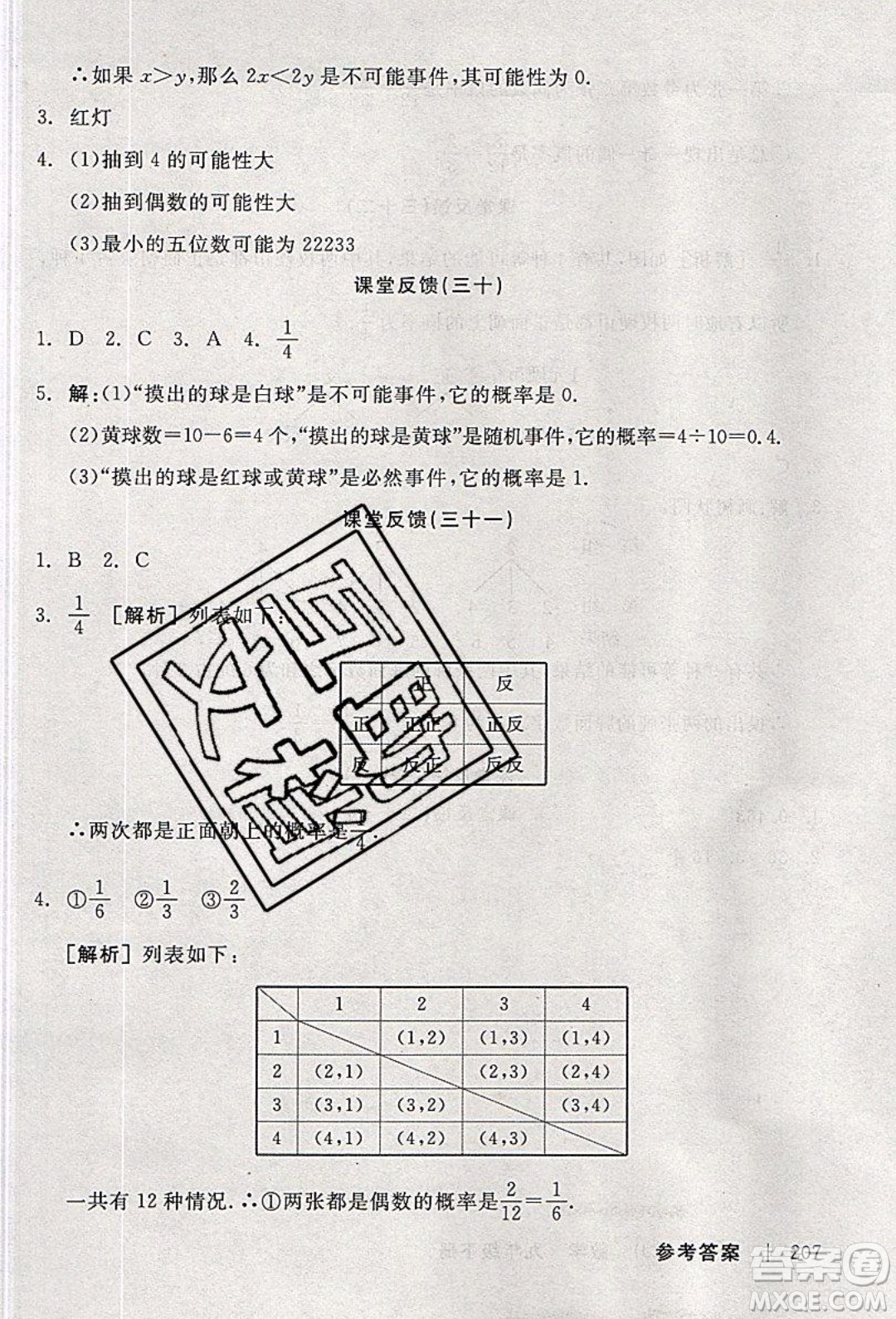 陽光出版社2020年全品學(xué)練考數(shù)學(xué)九年級下冊新課標(biāo)XJ湘教版答案