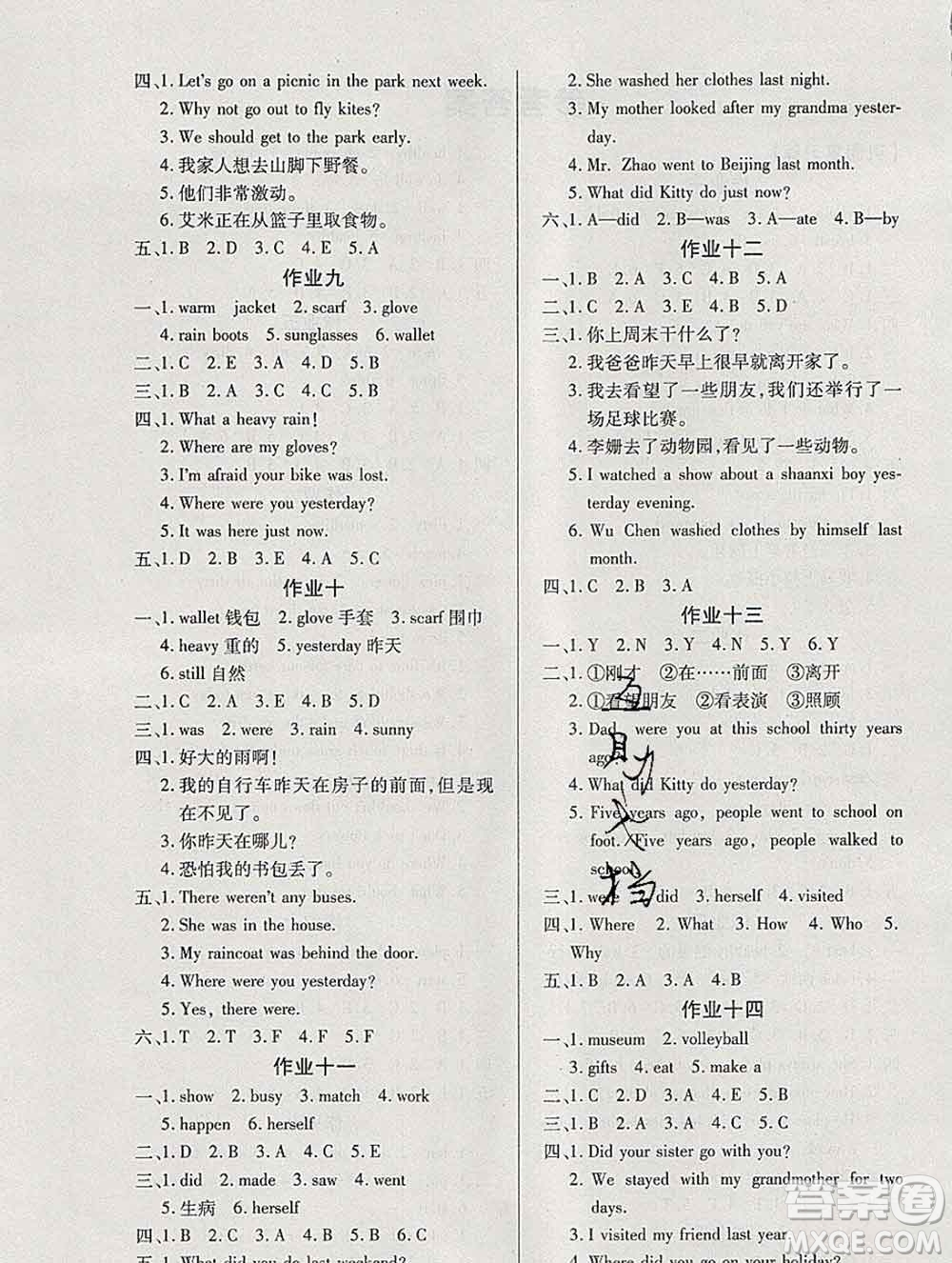 2020年金峰教育開心作業(yè)寒假作業(yè)六年級(jí)英語陜旅版答案