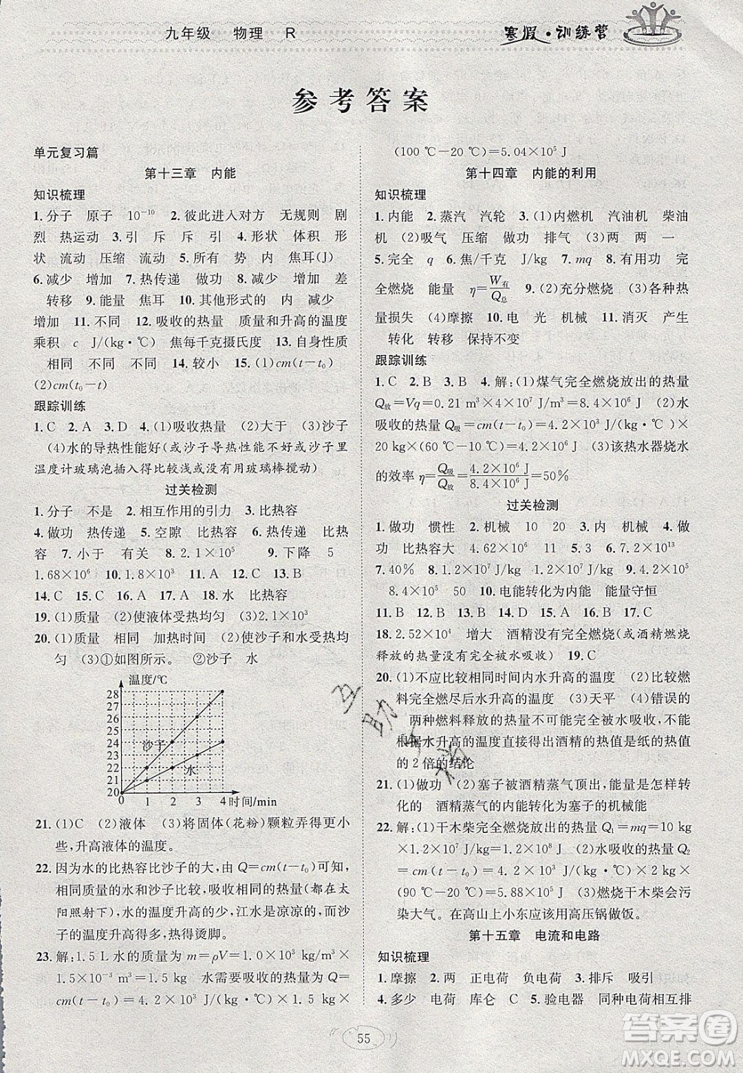 德華書業(yè)2020寒假訓(xùn)練營學(xué)年總復(fù)習(xí)九年級物理人教版答案