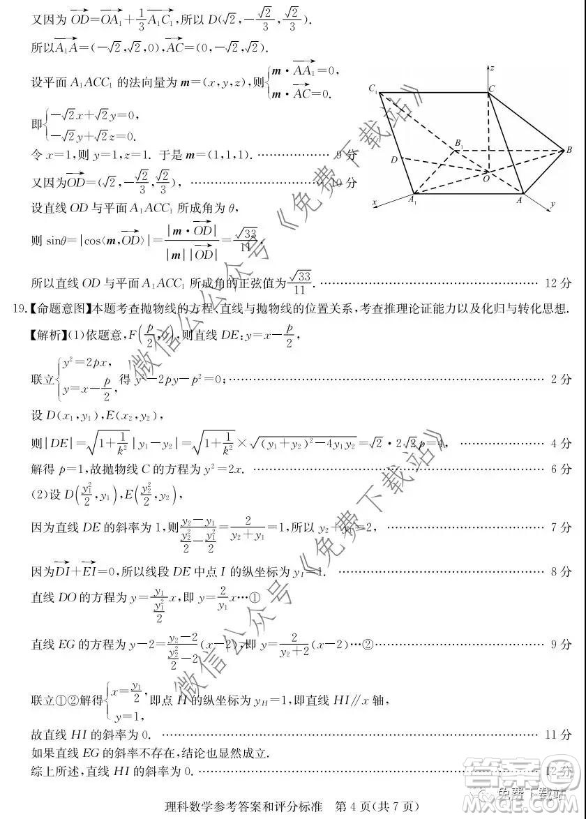 華大新高考聯(lián)盟2020屆高三1月教學(xué)質(zhì)量測評理科數(shù)學(xué)試題及答案