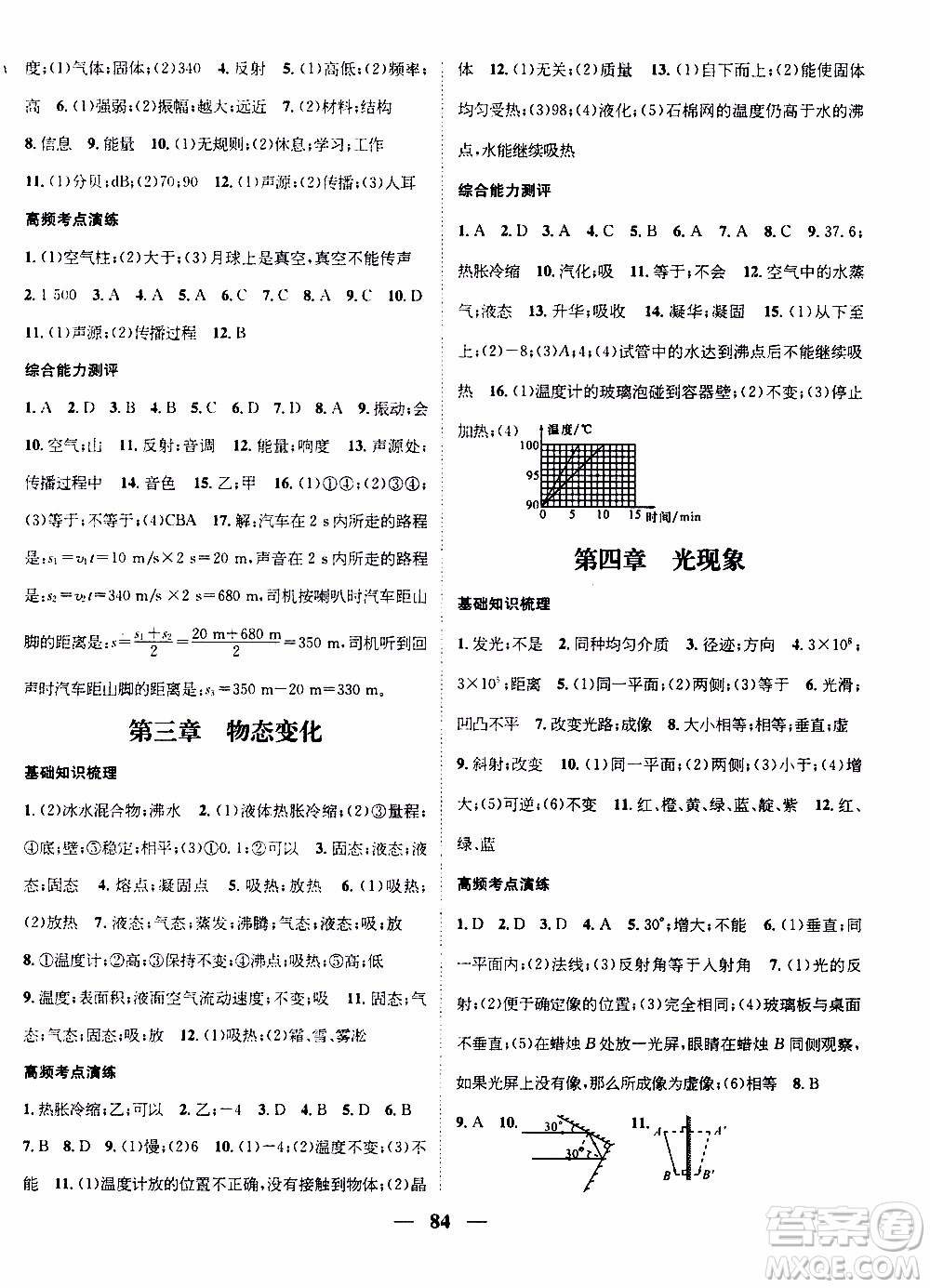 期末寒假培優(yōu)銜接2020年期末沖刺王寒假作業(yè)物理八年級(jí)RJ人教版參考答案